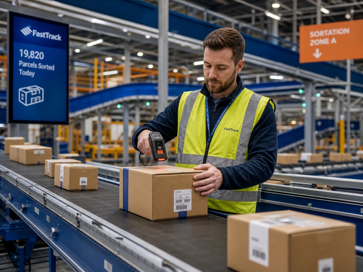 Unipost warehouse team scanning parcels